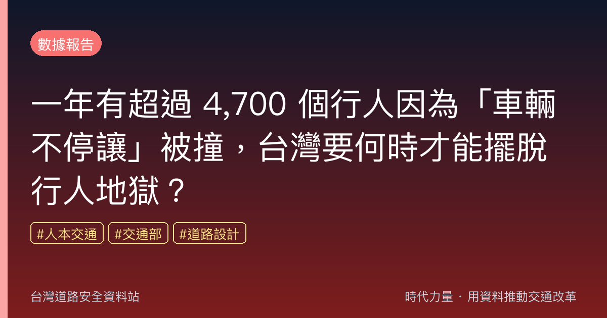 一年有超過 4,700 個行人因為「車輛不停讓」被撞,台灣要何時才能擺脫行人地獄?